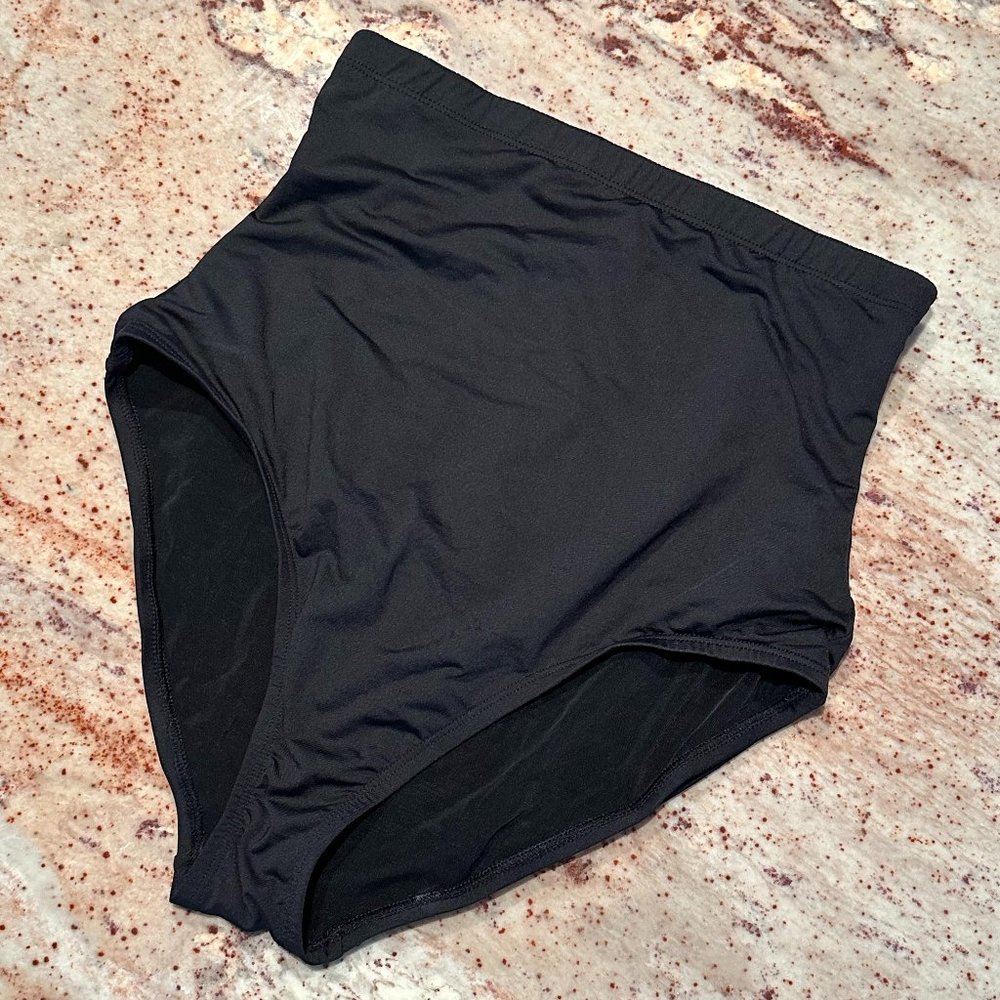 NWOT Anne Cole - Shirred High Waist Tummy Control Black Medium